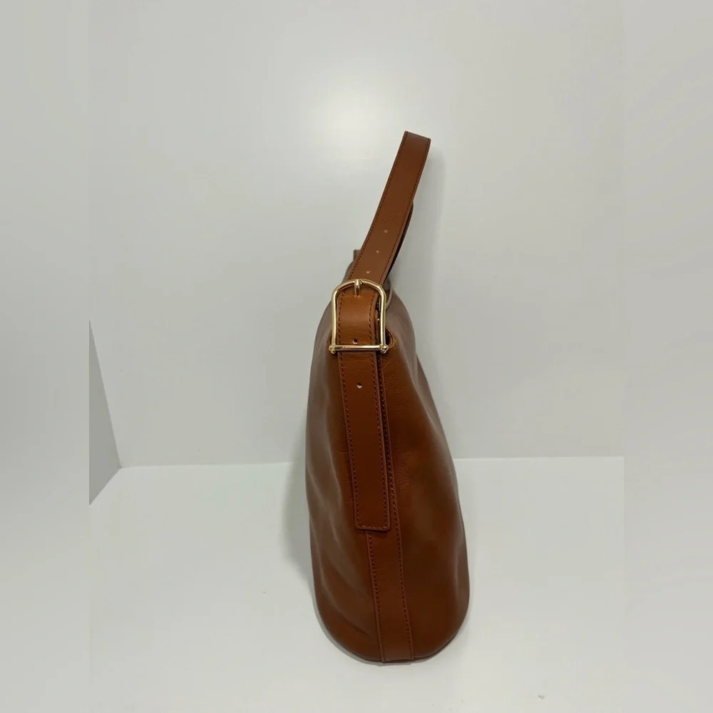 J. Crew Berkeley shoulder bucket bag in English Saddle Leather monogrammed SCL